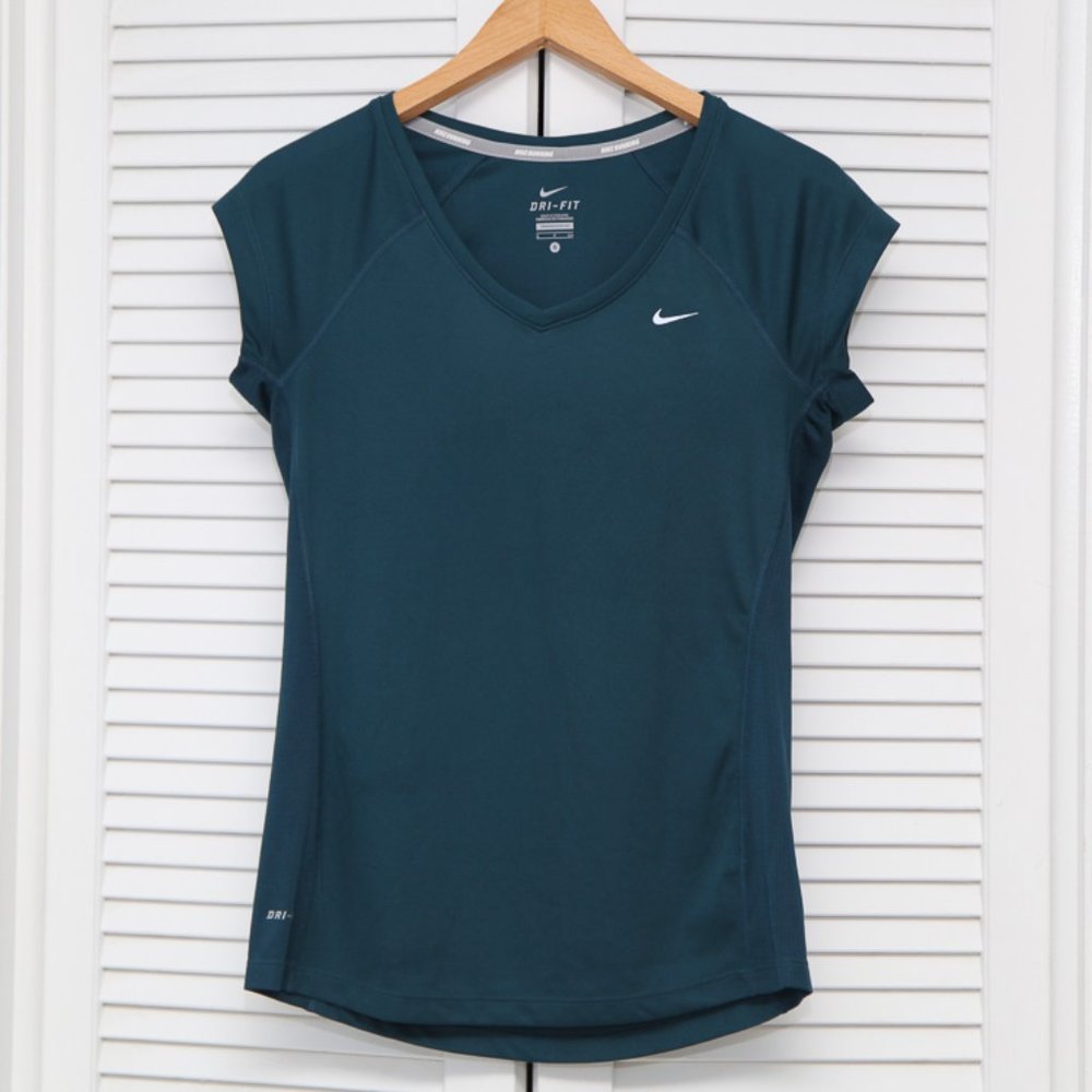 Nike Miler Teal Running Dri Fit Shirt Size Small